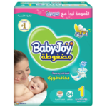 BabyJoy (مقاس 1 - كبير): 84 حفاضة بسعر 55 درهم.