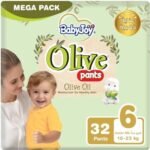 BabyJoy Pants (مقاس 6 - كلوت): 32 حفاضة بسعر 45 درهم.