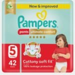 Pampers بامبرز بريميوم كير بانتس دايبرز مقاس S5 للأطفال 12-18 كجم، 42 قطعة