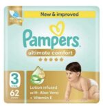 Pampers بامبرز ألتميت كومفورت حفاضات بشريط لاصق، عبوة كبيرة، مقاس 3، 6-10 كجم، 62 قطعة